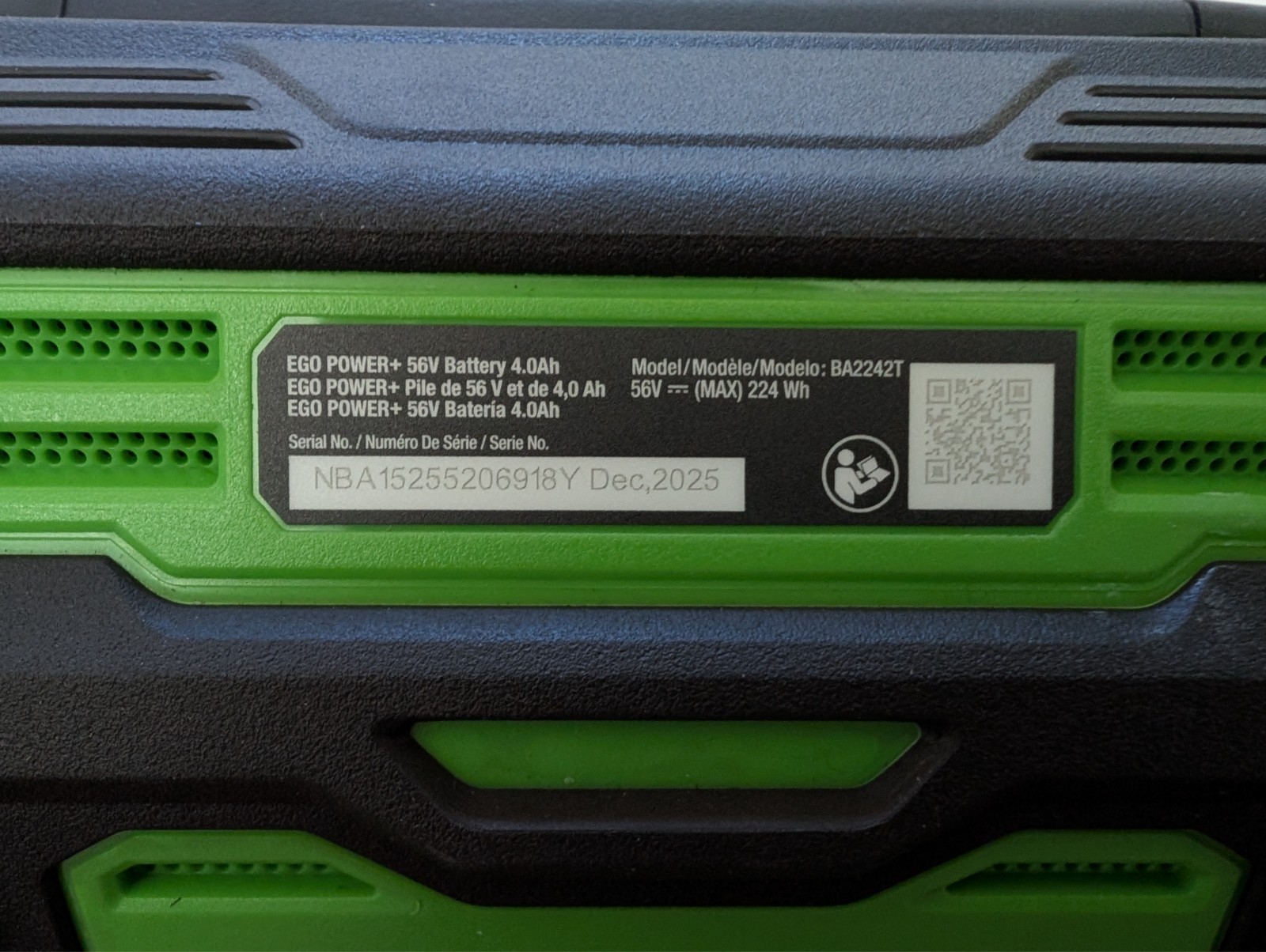 EGO POWER+ 56V 4.0Ah ARC Lithium Battery BA2242T Genuine NEW