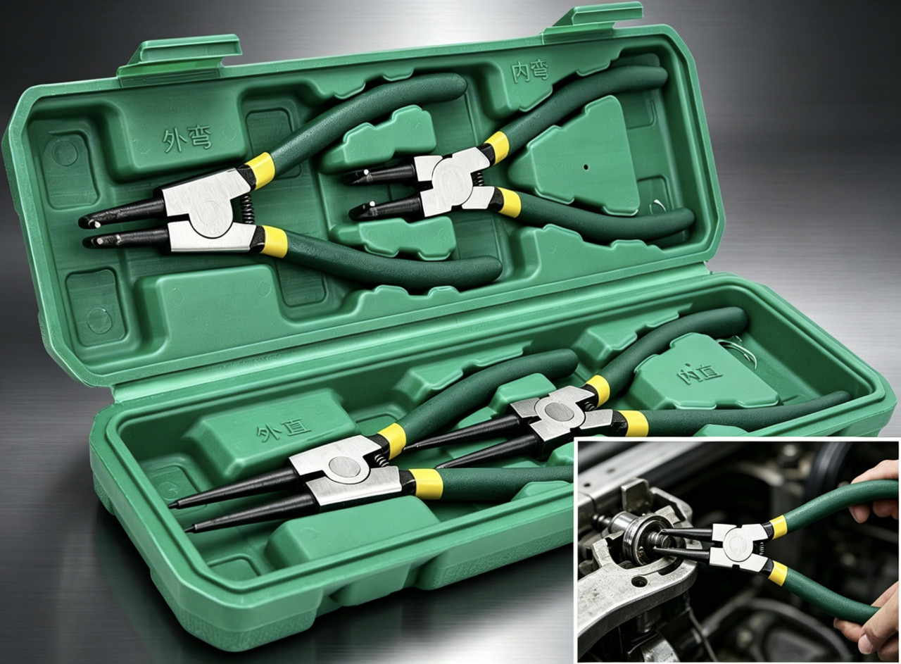 4Pcs 7″ Internal/External Snap Ring Pliers Set Heavy Duty Circlip Pliers Kit