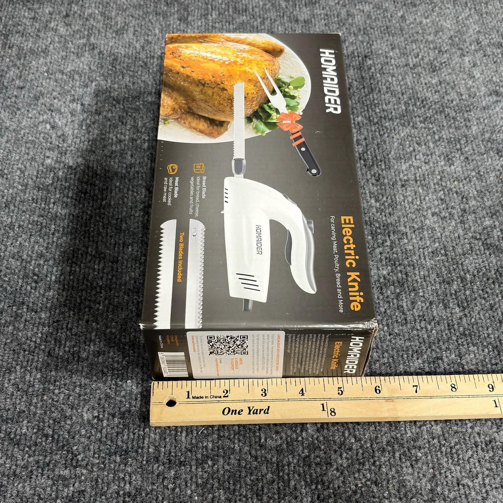 Homaider Electric Knife Carving Set 2 Blades Stainless Steel White Meat Bread