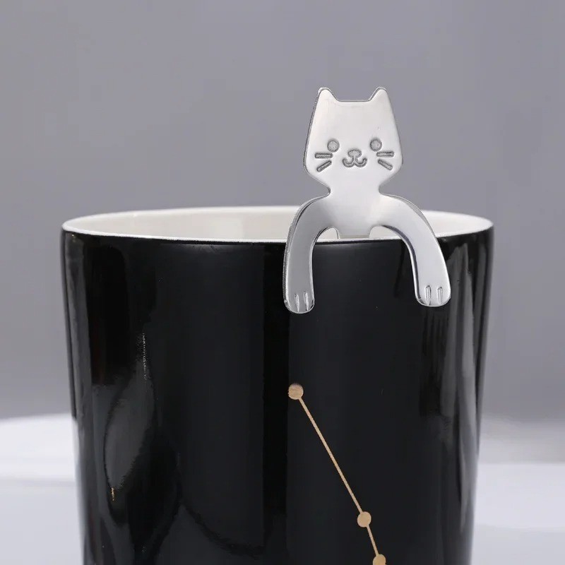 Stainless Steel Mini Cute Cat Spoon for Tea Coffee Dessert Sugar Ice Cream