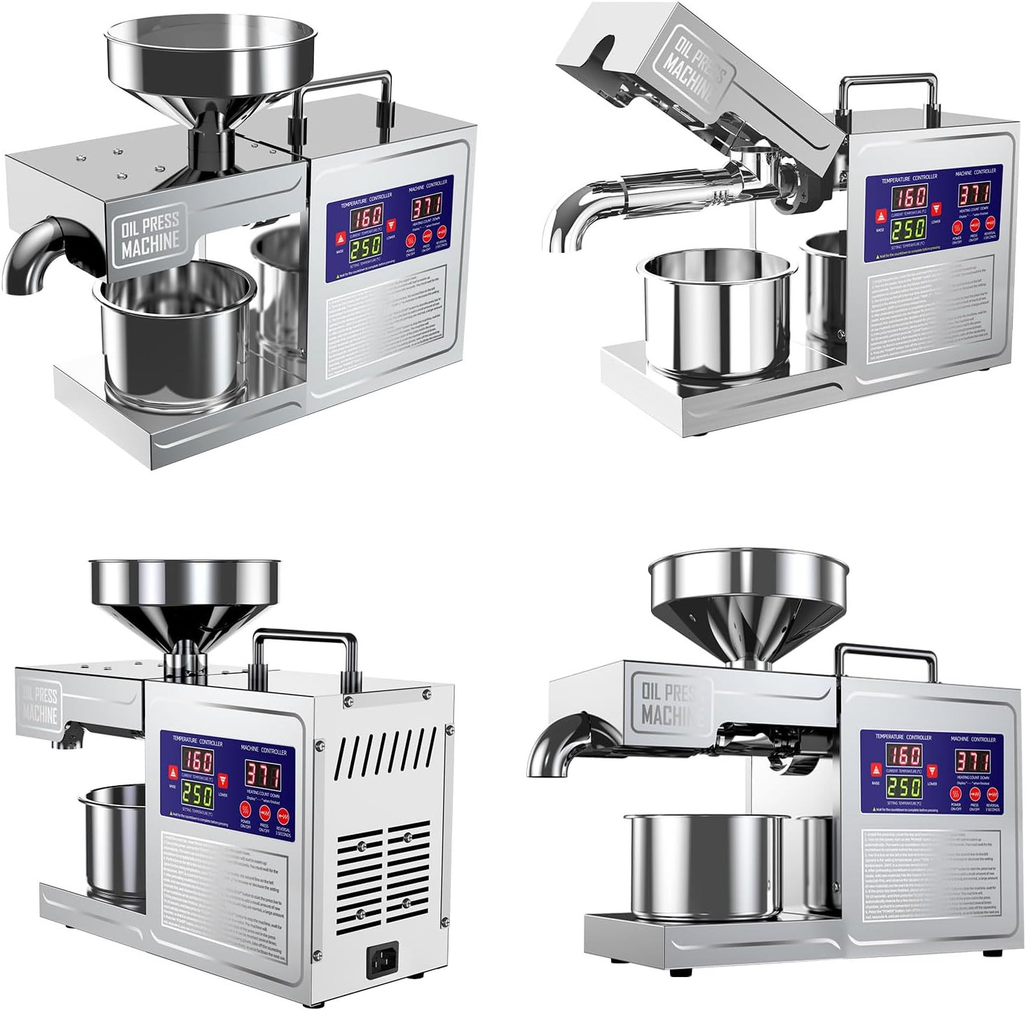 Oil Press Machine Oil Extractor Commercial Automatic Stainless Steel Cold Press