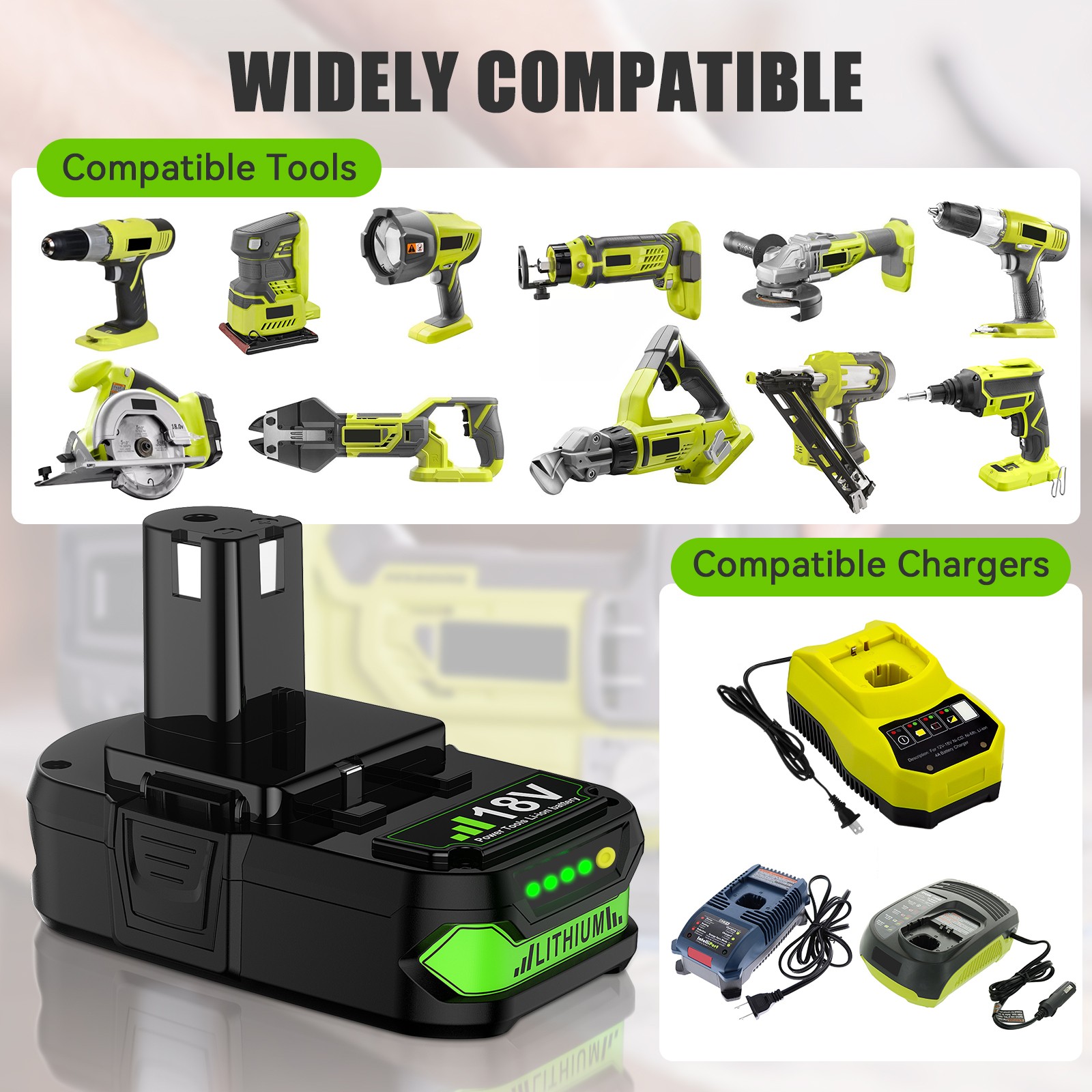 For RYOBI 18V One Plus P108 P102 High Capacity Battery Lithium 3.8AH Battery