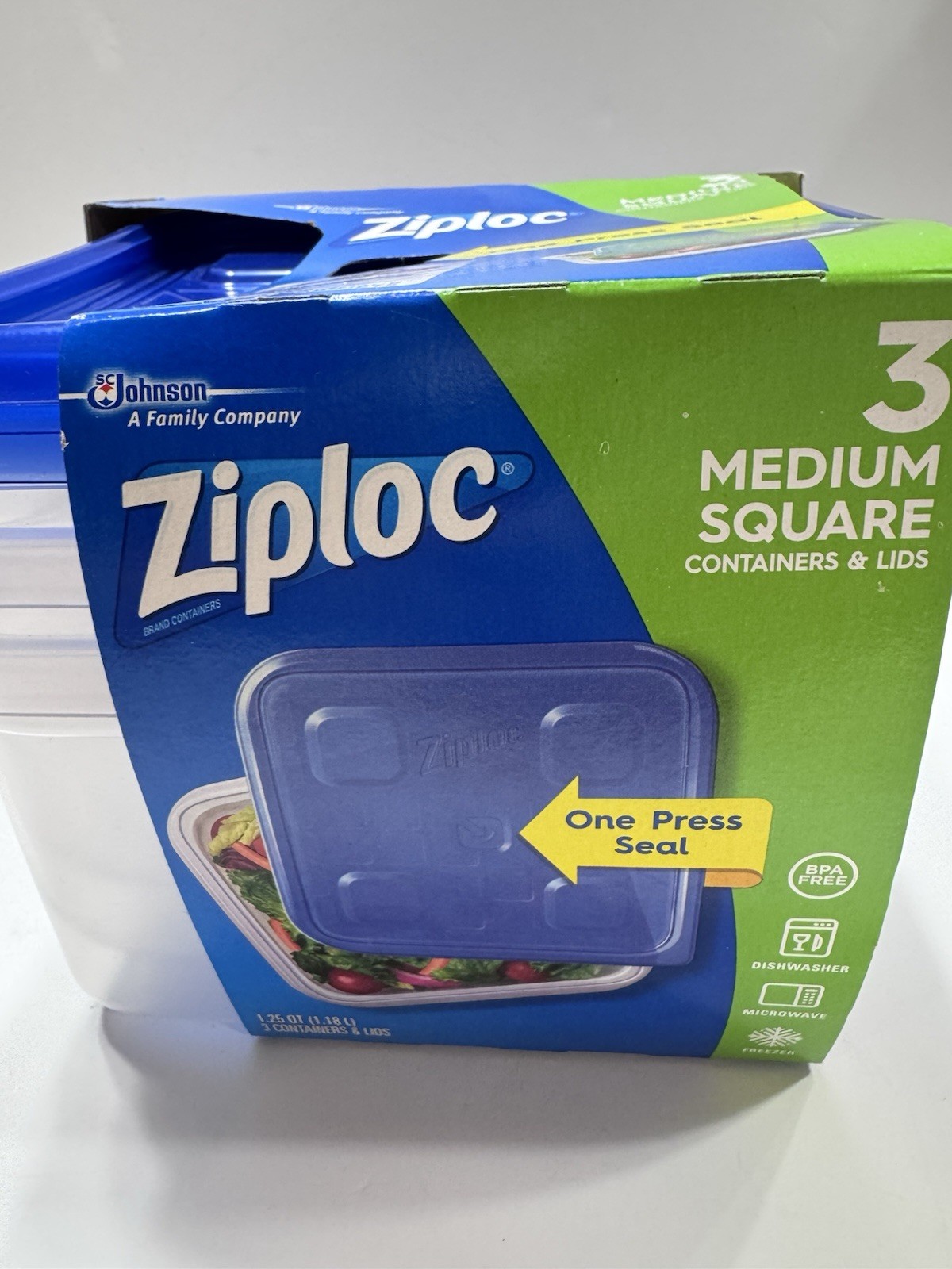 9 SETS Ziploc One Press Seal Large Rectangle/ Med Square/ Sm Square Containers