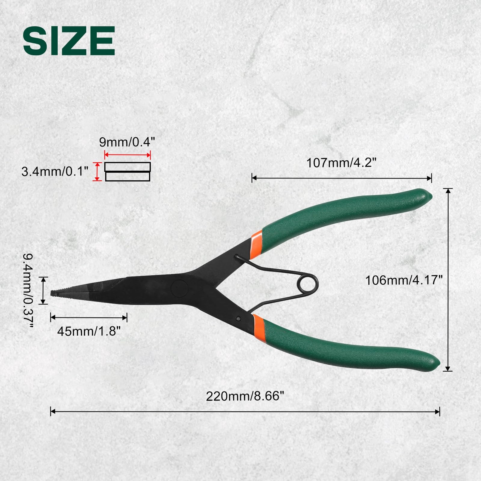 9 inch Angle Tip Lock Ring Pliers for Transmission , Special Circlip