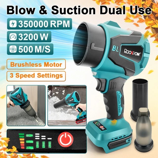 Electric Turbo Blowers 3 Gears Brushless Cordless Electric Air Blower Hand Dust