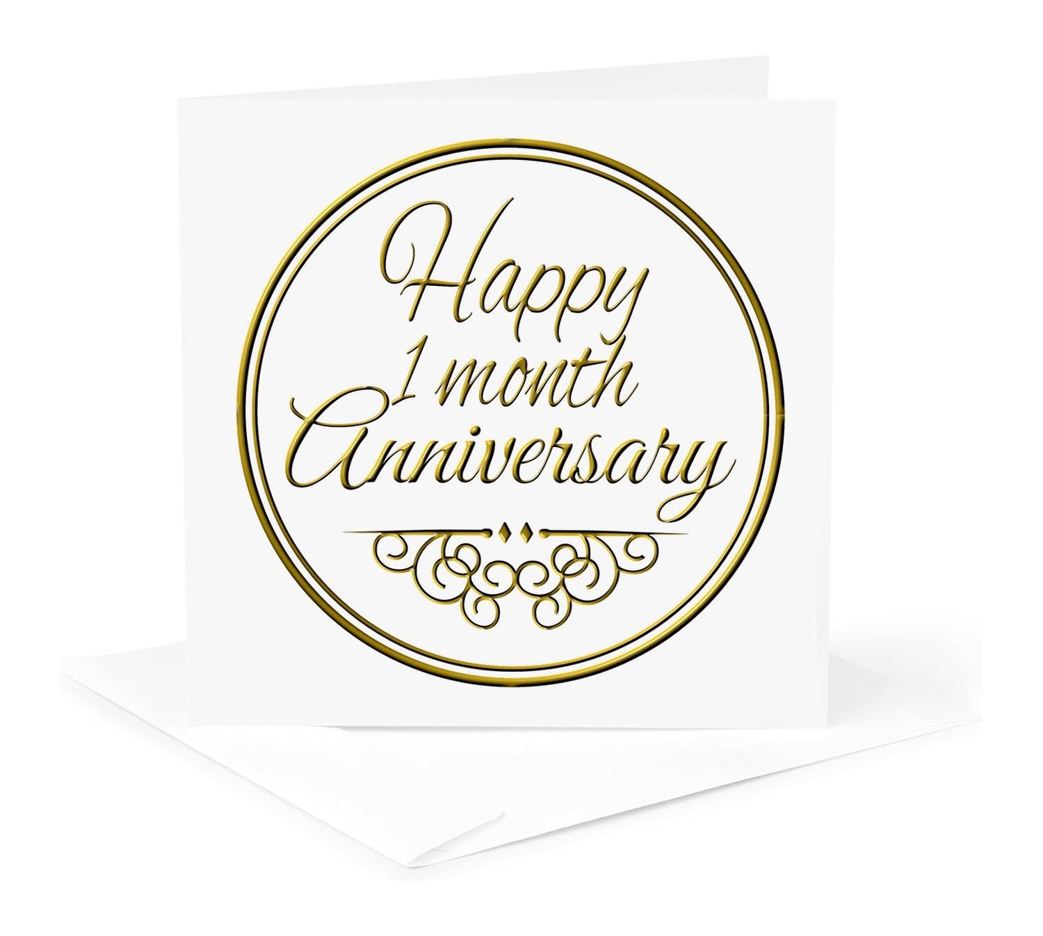 Happy 1 Month Anniversary Greeting Card Gold Text 1st Month Together