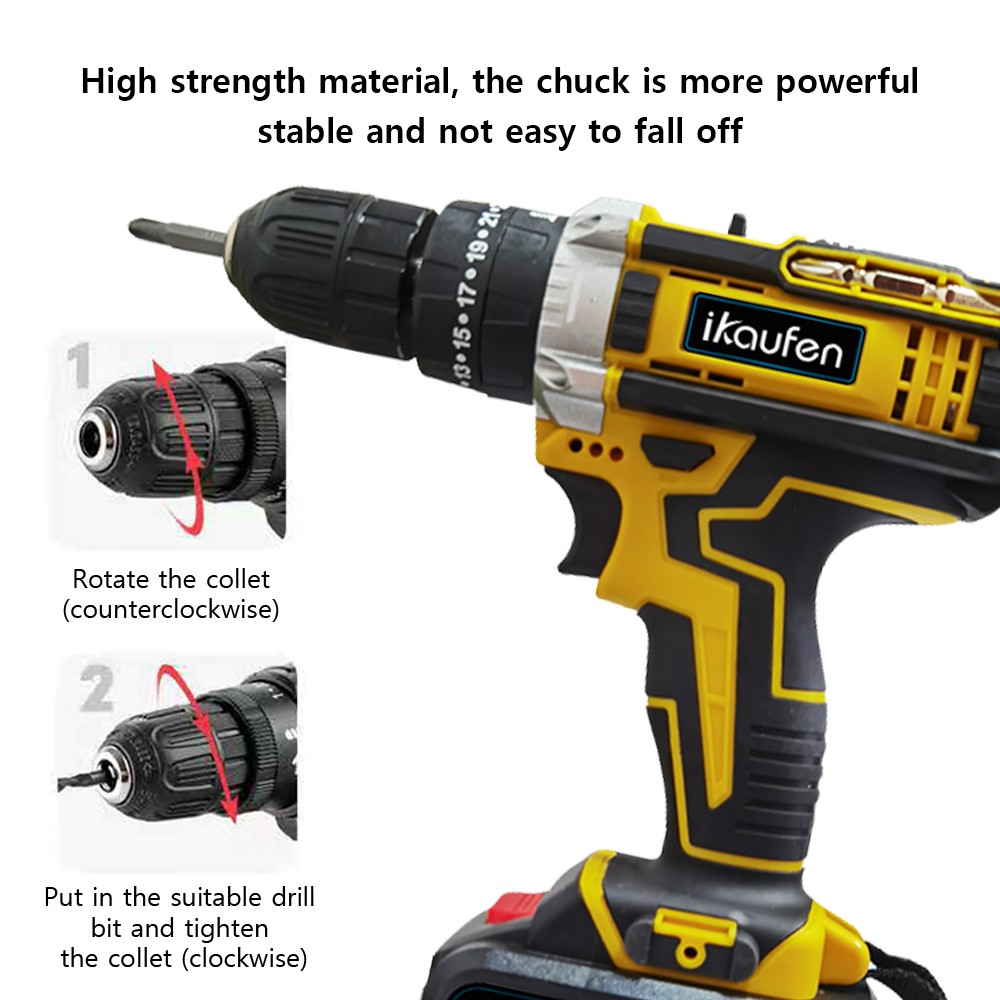 28pcs Electric Cordless Drill Screwdriver Bits Set 2X Battery 1X Charger B1