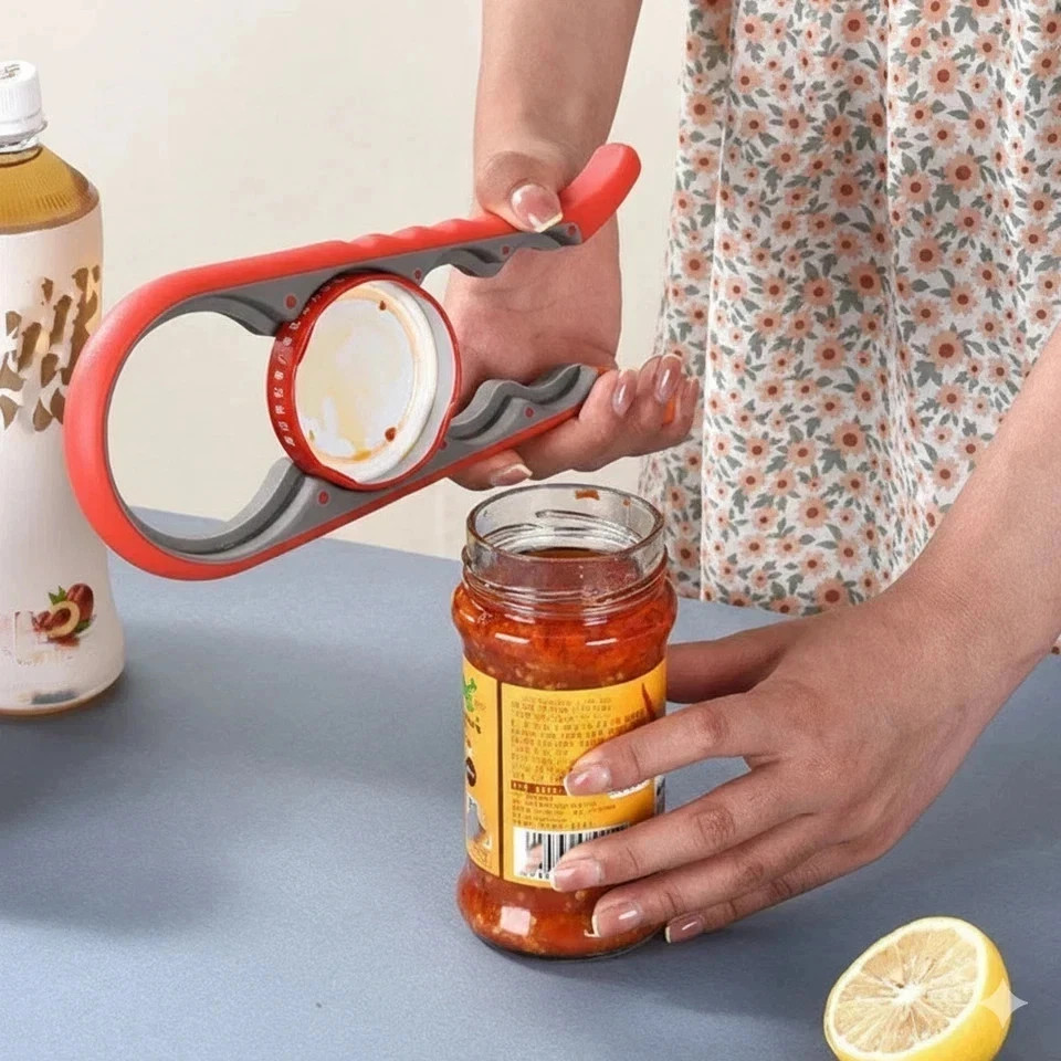 4 in 1 Quick Jar Rubber Opener Lid Bottle Cap Grip Twister Remover Kitchen Tool