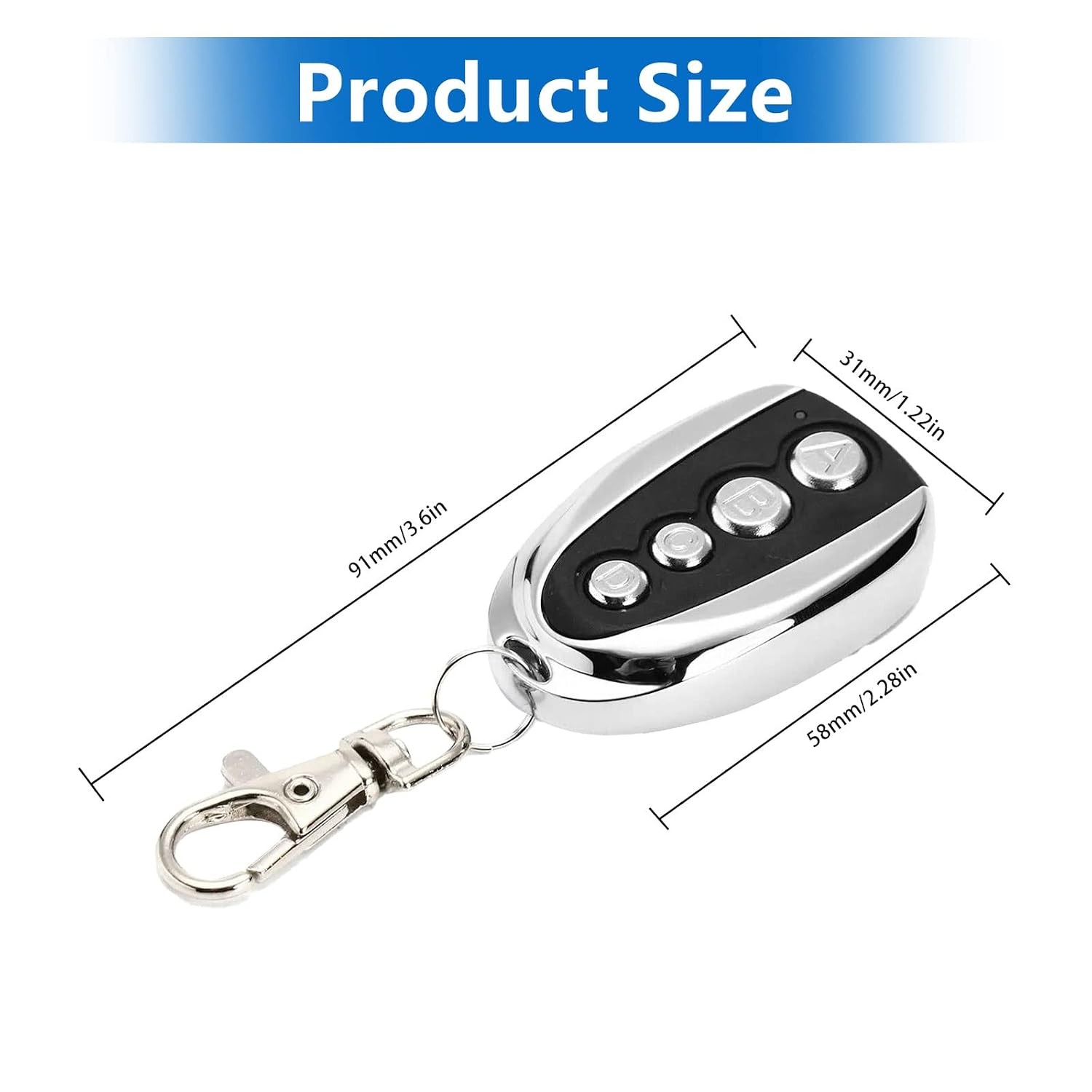 433MHZ Remote Control 5 PCS, Replacement Key Fob Gate Opener Electric Cloning Ga