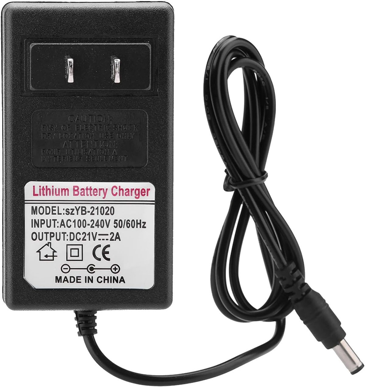 21V 2A Lithium Battery Charger Adapter for Headlight, Toy Car, Electric Drills