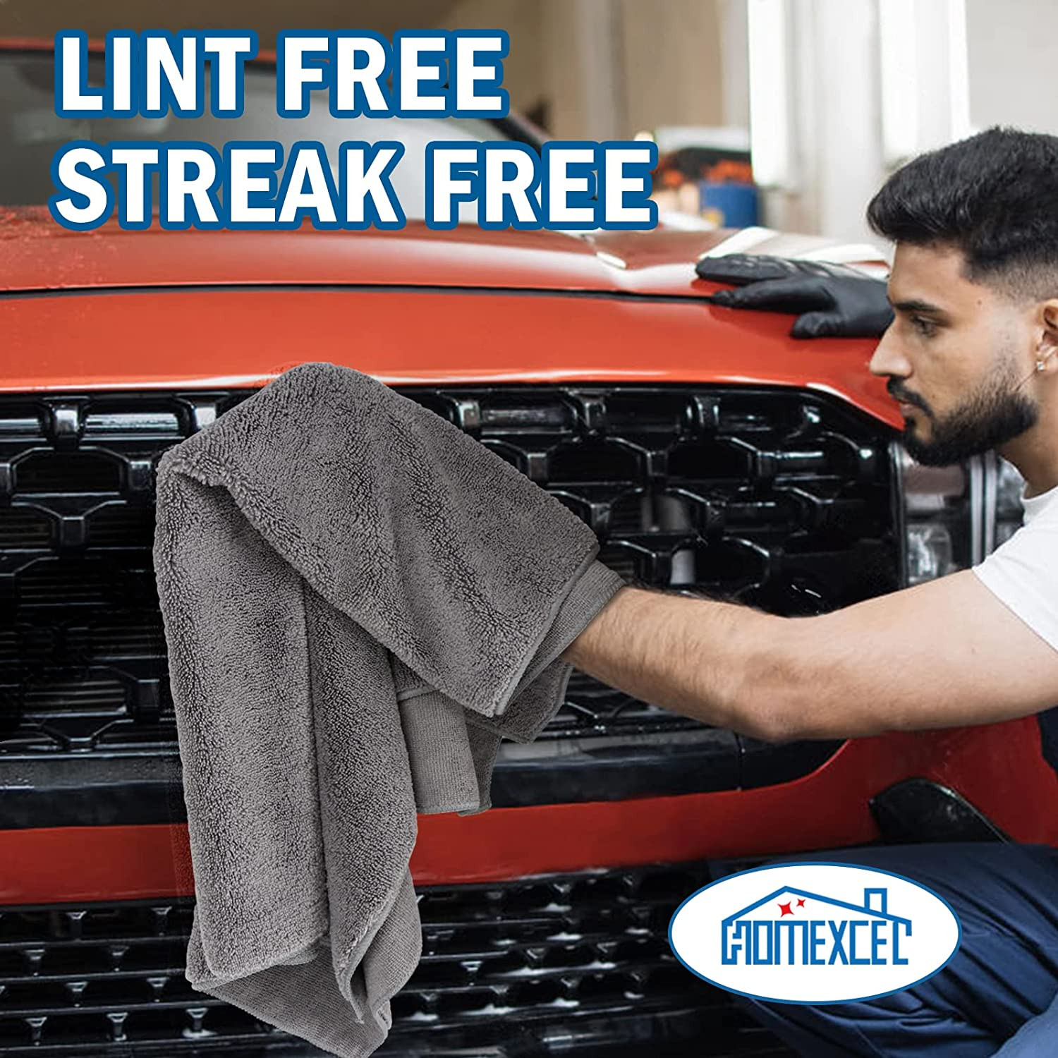 Professional Large Microfiber Car Drying Towels 2 Pack, Lint Free, Scratch Free,