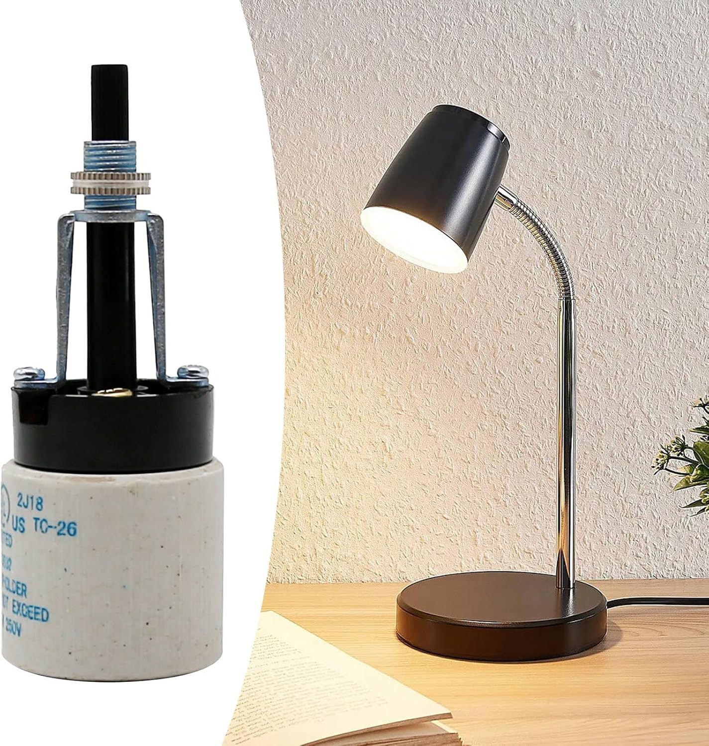 E26 Universal Ceramic Light Socket with Rotary Switch 250V 660W for Lamp…