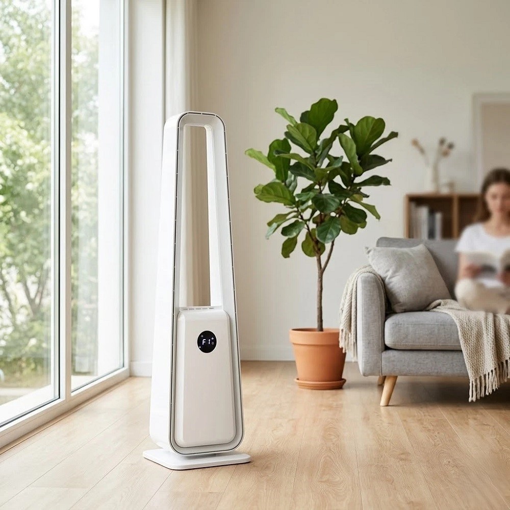 35In Bladeless Fan Air Purifier Combo Quiet Cooling Fan w/Remote 12H Timer White