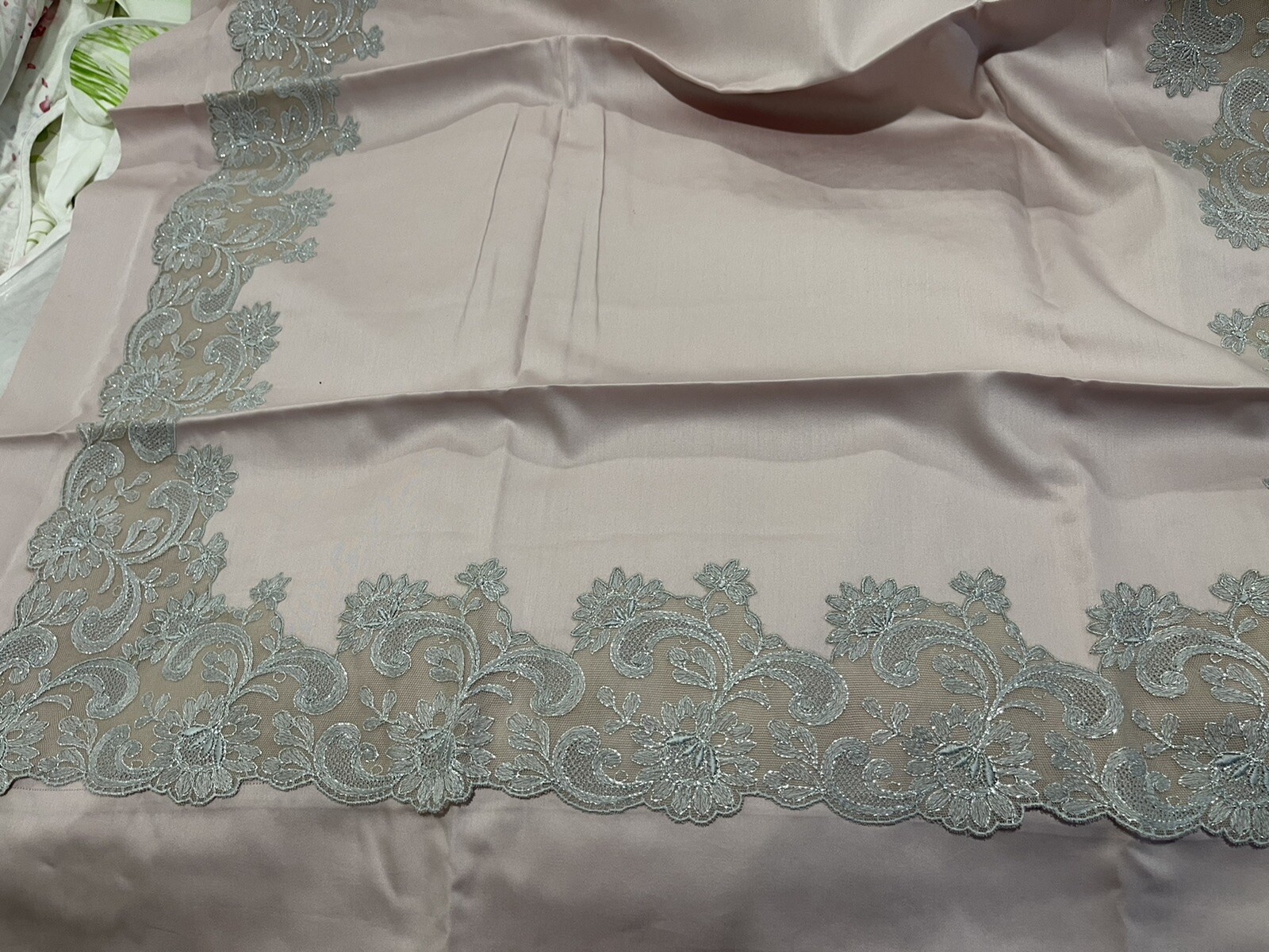 $1250 Pratesi Italy NWT 1pc Euro Sham Figna Lace 100% Cotton Sateen Rose ONE