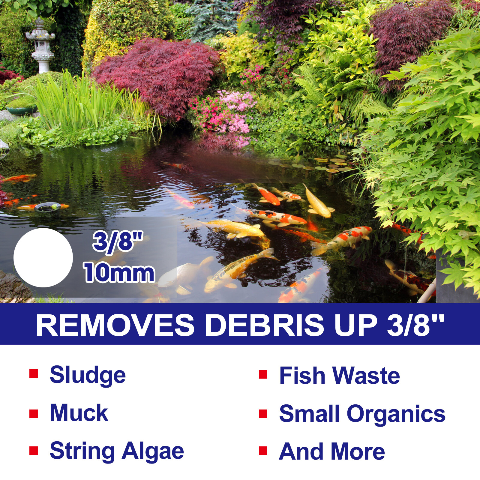 Pond Vacuum Cleaner Continuous Intermittent Cycle 3ft Suction Depth w/13ft Wire