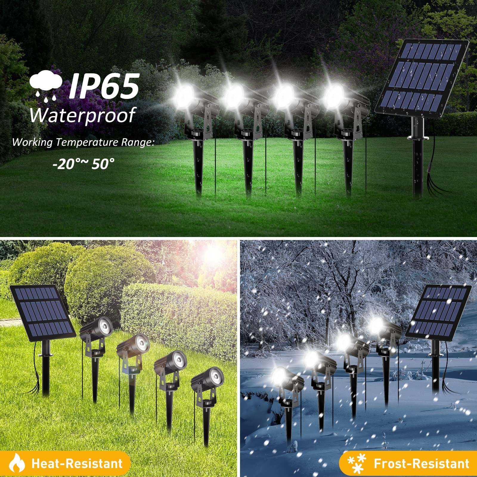 T-Sun Solar Spotlights – 4-in-1 Outdoor Waterproof Auto ON/OFF Solar Lights f…