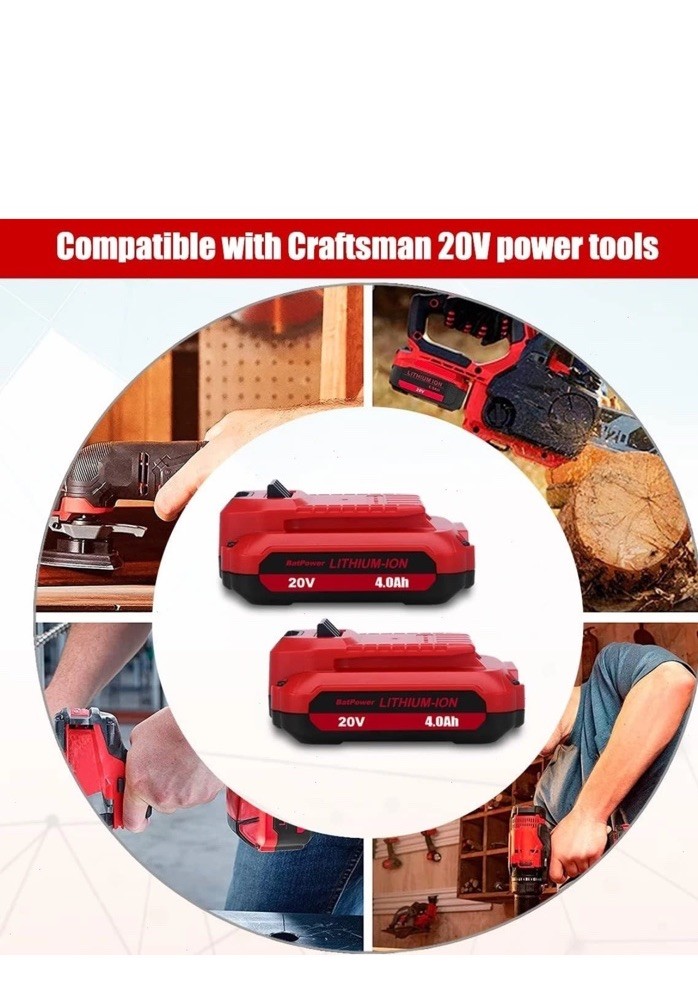 2PACK 20V 4.0AH For Craftsman 20 Volt MAX Li-ion Battery CMCB204 CMCB202 CMCB201
