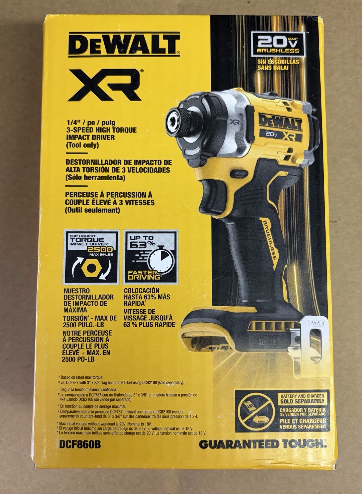 DeWalt 20V MAX XR 1/4 Inch Cordless Impact Driver, Bare Tool Only (DCF860B) NEW
