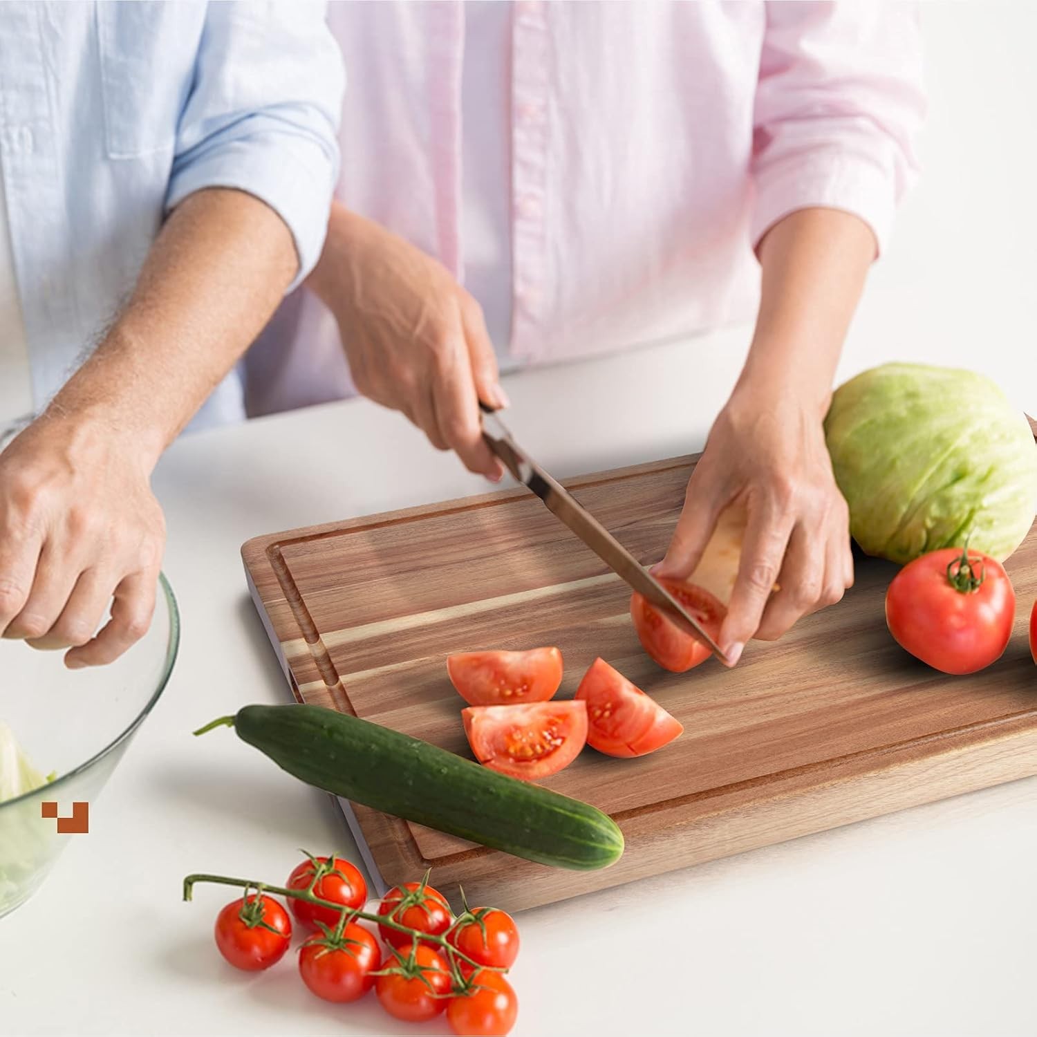 24″ x 18″ Extra Large Acacia Wood Cutting Board for Kitchen with Juice Slot