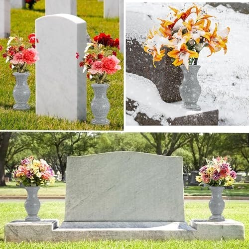 Cemetery Memorial Flower Vase with Drain Holes, 2 Pack, 9.8 in