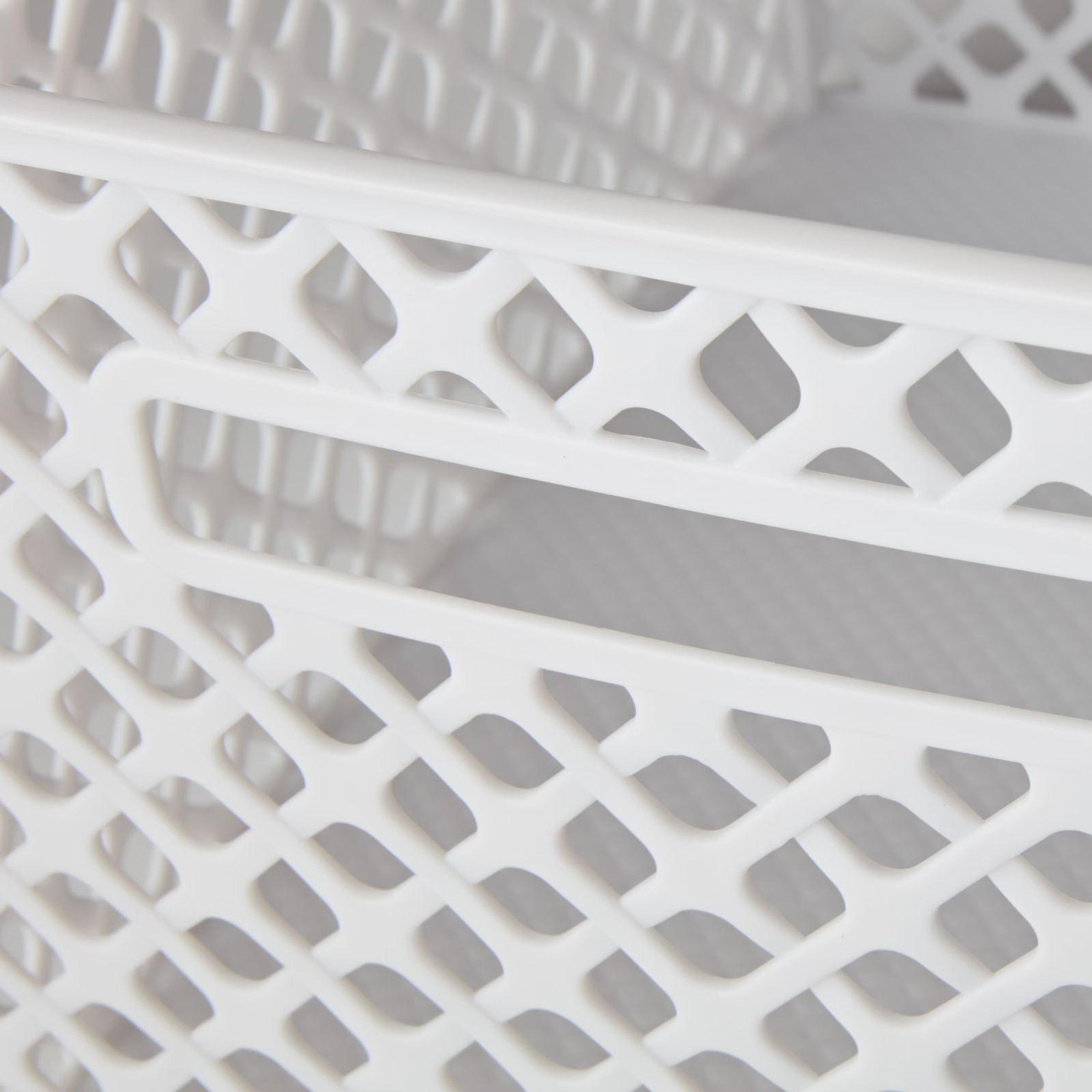 Large White Decorative Plastic Storage Basket, 14.7 in x 12 in x 8.5 in