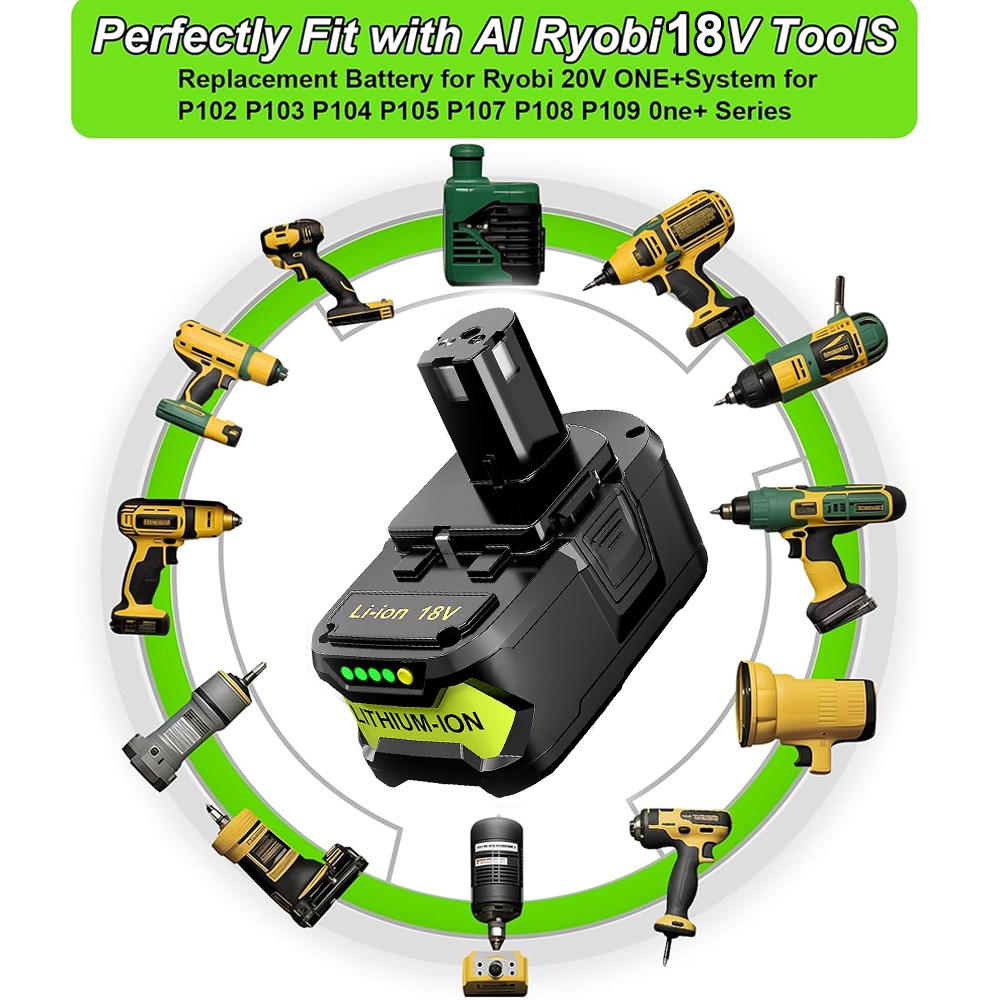 2PACK For RYOBI 18V 8Ah P108 High Capacity Battery 18 Volt Lithium-Ion One Plus