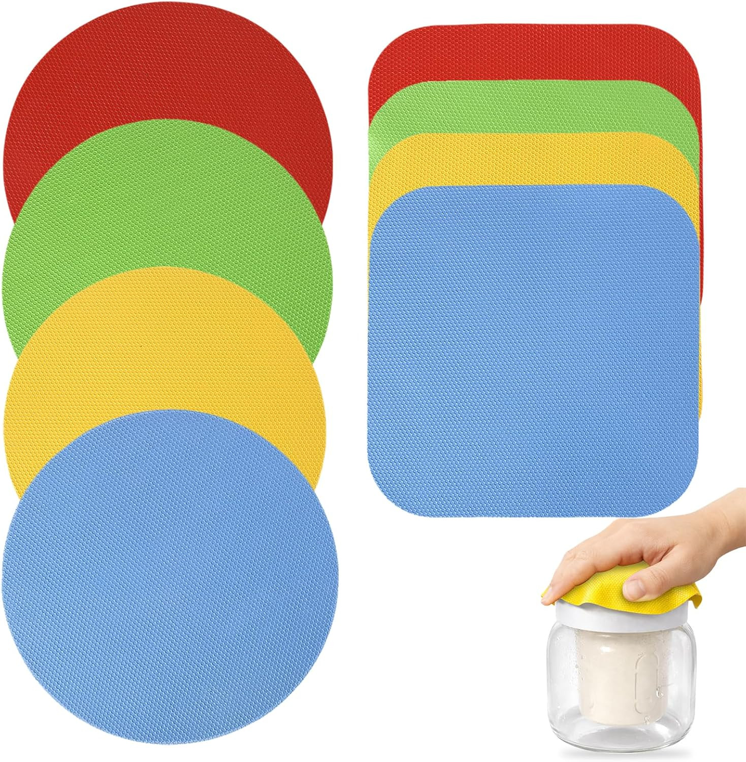 8 Pack Rubber Jar Opener Gripper Pad for Weak Hands, Non Slip Bottle Lid