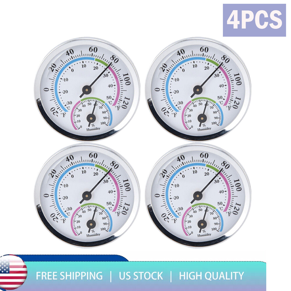 4PC Analog Thermometer Hygrometer Humidity Meter Gauge Temperature Room Indoor