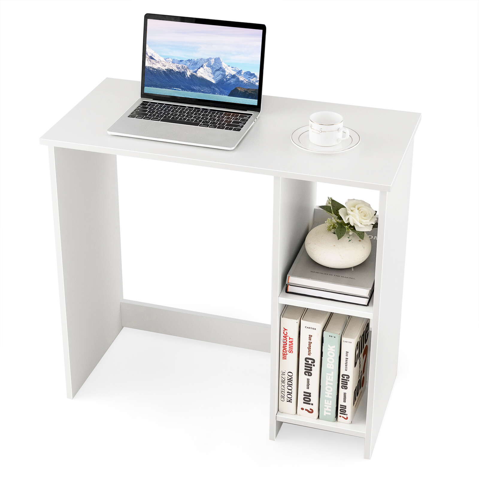 31.5″ Small Computer Desk Home Office Study Writing Desk w/ 2 Compartments