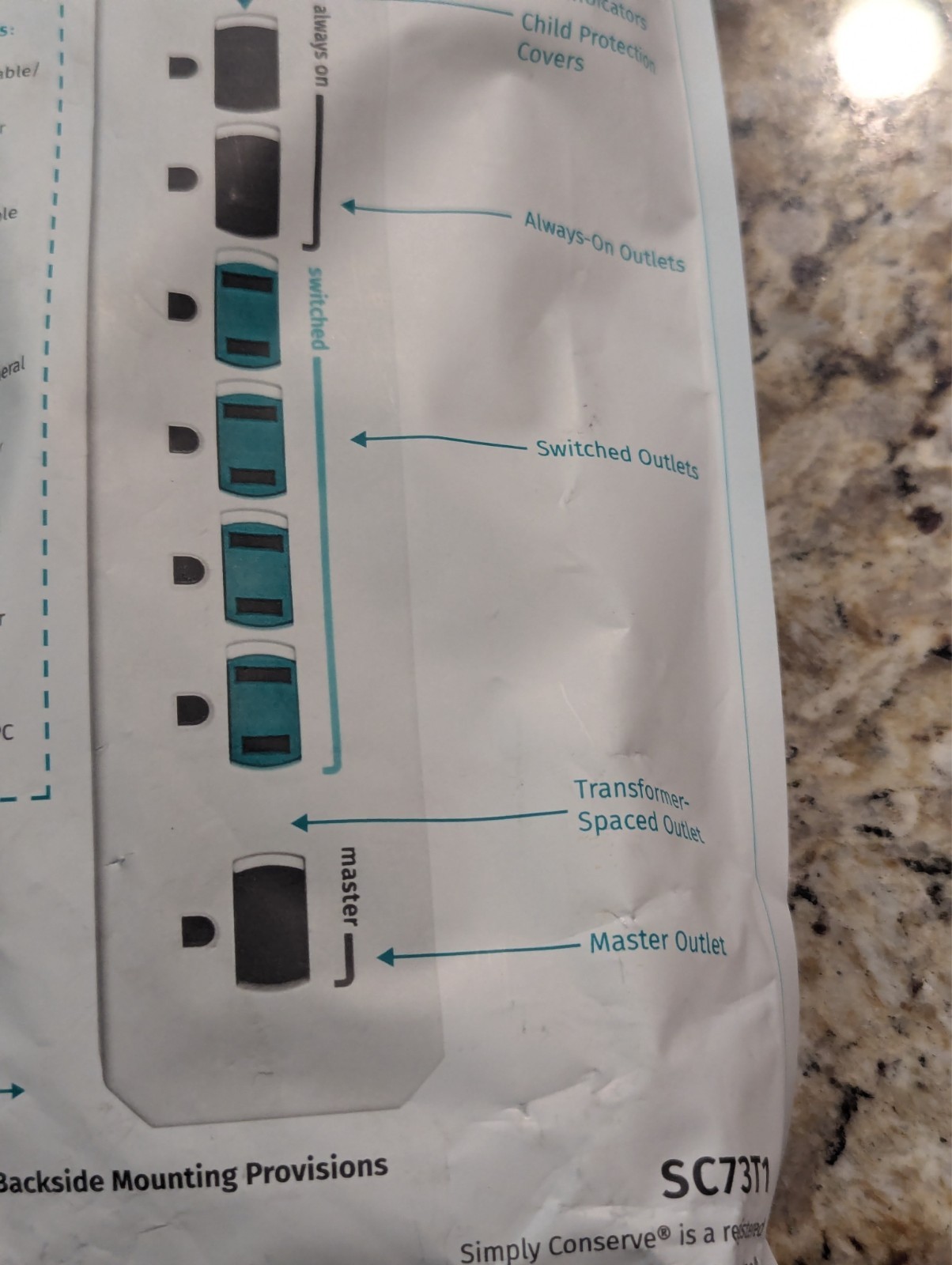 Simply Conserve 3 ft 7-Outlet Energy-Saving Advanced Surge Protector