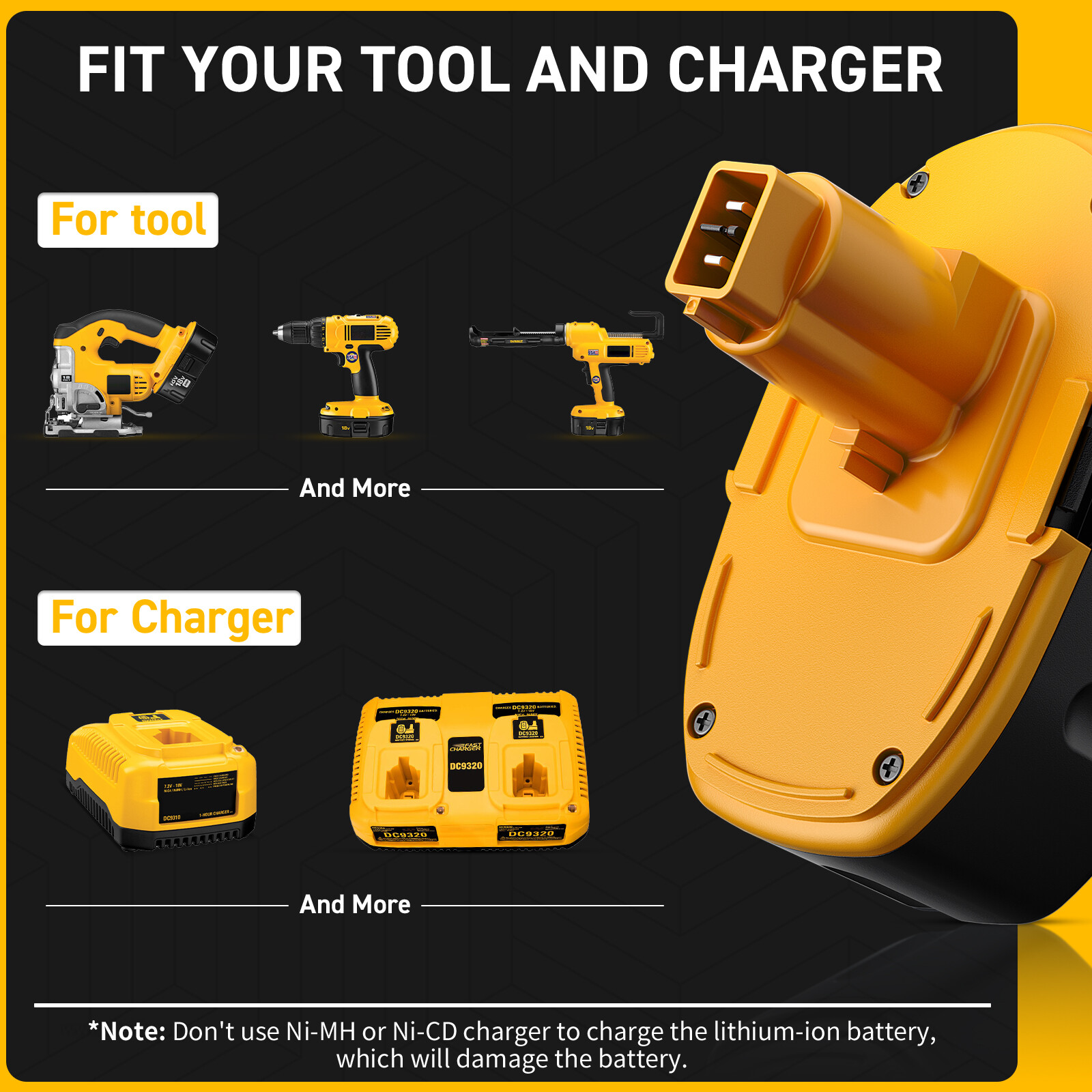 PACK 8.0Ah 18V For Dewalt 18 VOLT DC9096 DC9099 Li-ion Battery DC9096-2/Charger