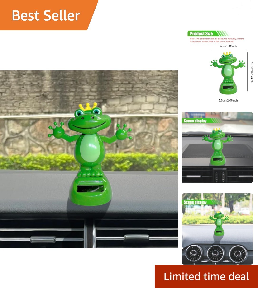 Adorable Solar-Powered Frog Car Decoration – Compact 4.17 inch Funny Accessory