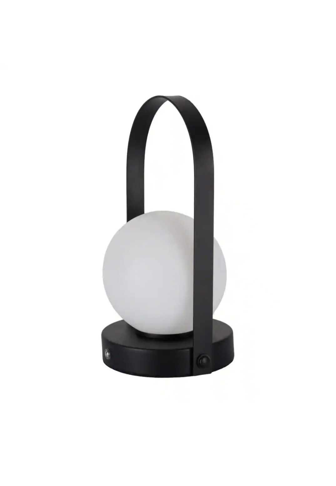 9.8 In. Black Contemporary Rechargeable 3CCT Integrated LED Globe Lamp with Hand