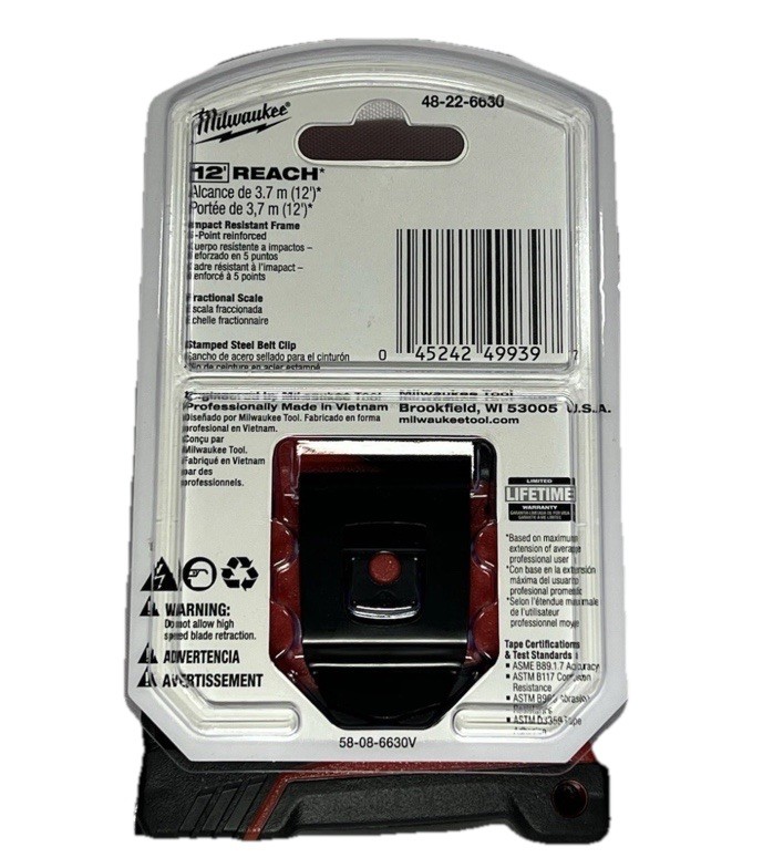 Milwaukee 48-22-6630 Compact Heavy Duty 30’ Foot Tape Measure 12’ Foot Reach