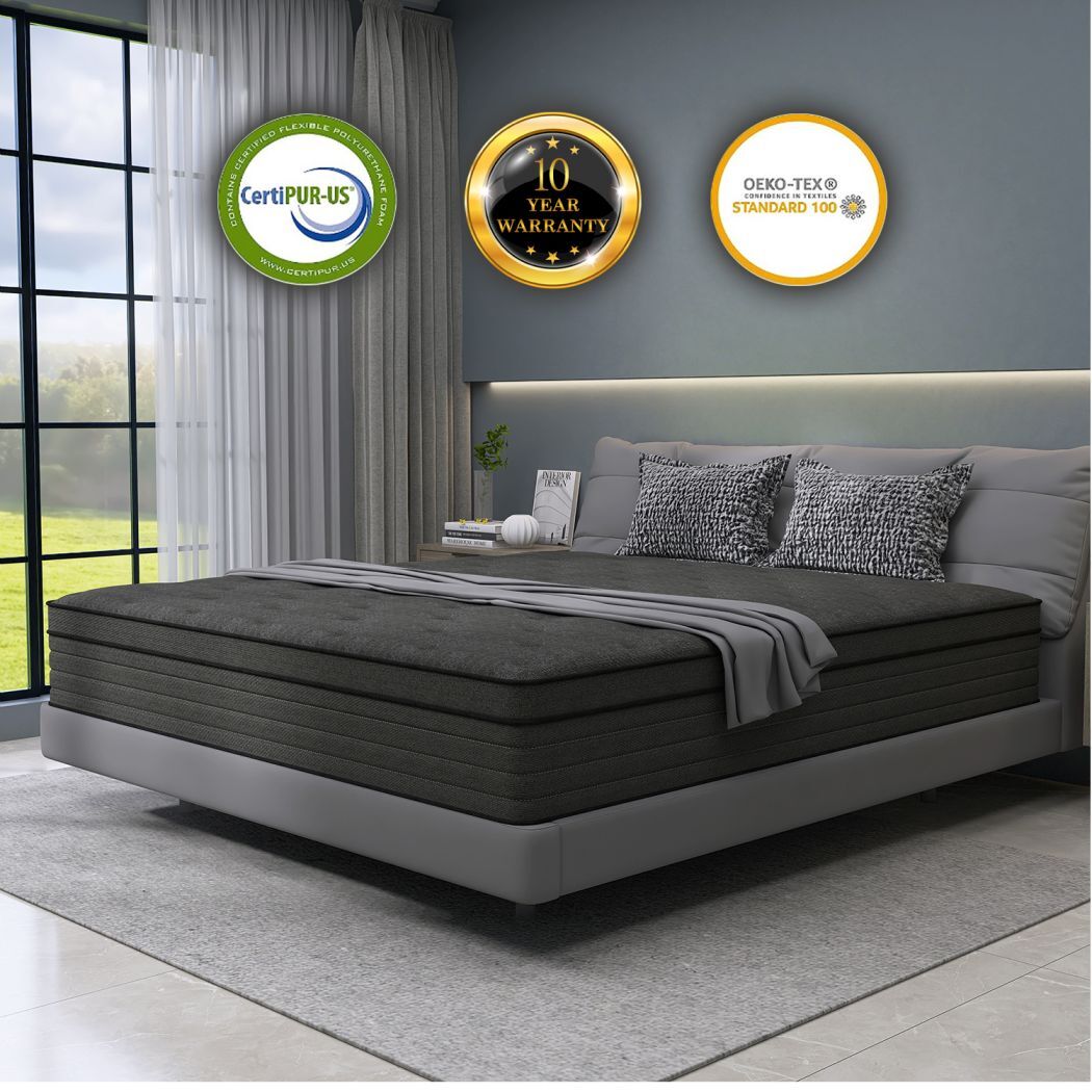 12″14″ Mattress in A Box Hybrid InnerSpring Twin Full Queen King Size Cool Black
