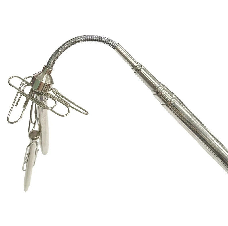 1pc Silver Magnetic Pickup Tool Retractable Rotatable Pen Clip Magnet Rod – NEW