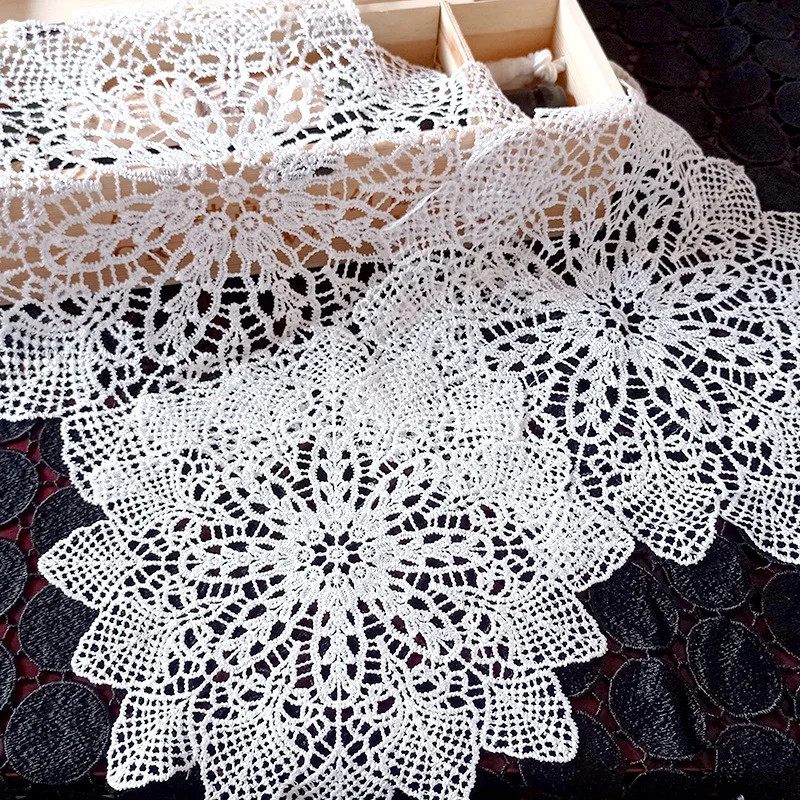 Round Hollow Lace Coaster Napkin Embroidery Flower Placemat Mug Dining Coffee Ta