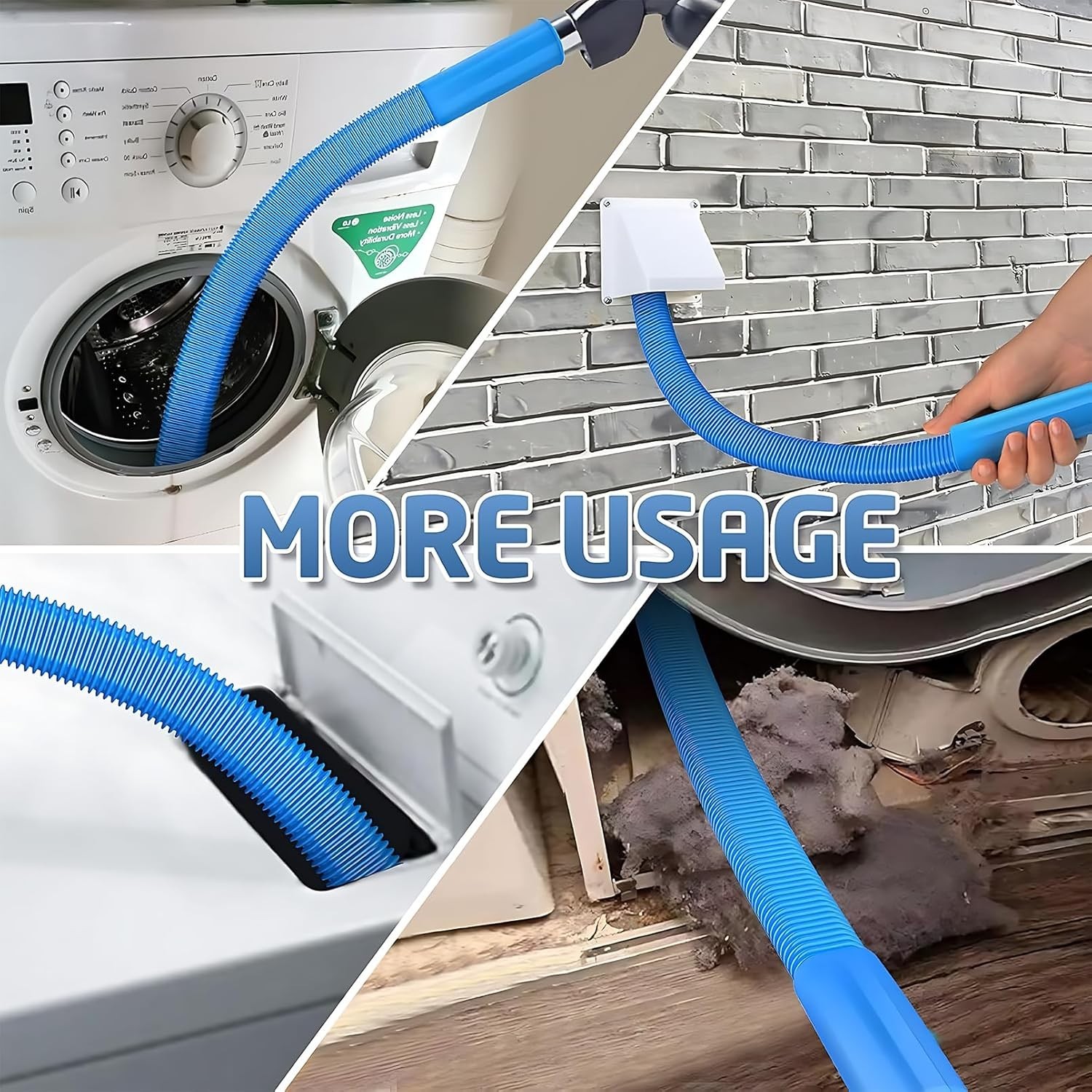 2-Piece Dryer Vent Lint Remover Vacuum Hose Attachment Cleaner Kit with Brush