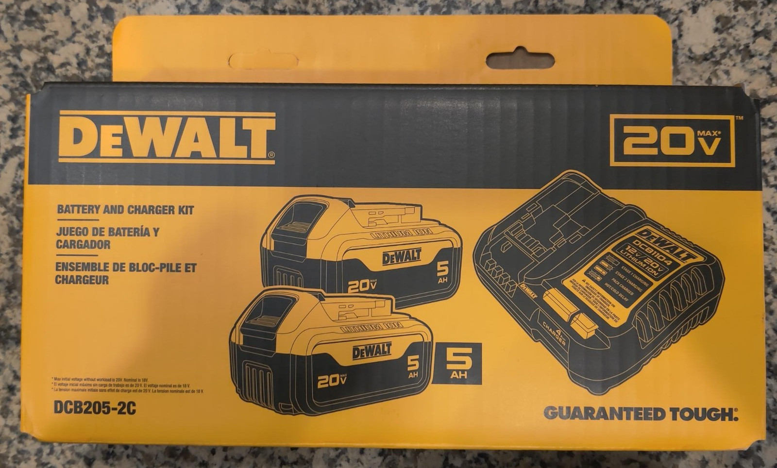 New DeWalt DCB205-2C 20V MAX XR Premium Lithium-Ion 5Ah Two Battery Starter Kit