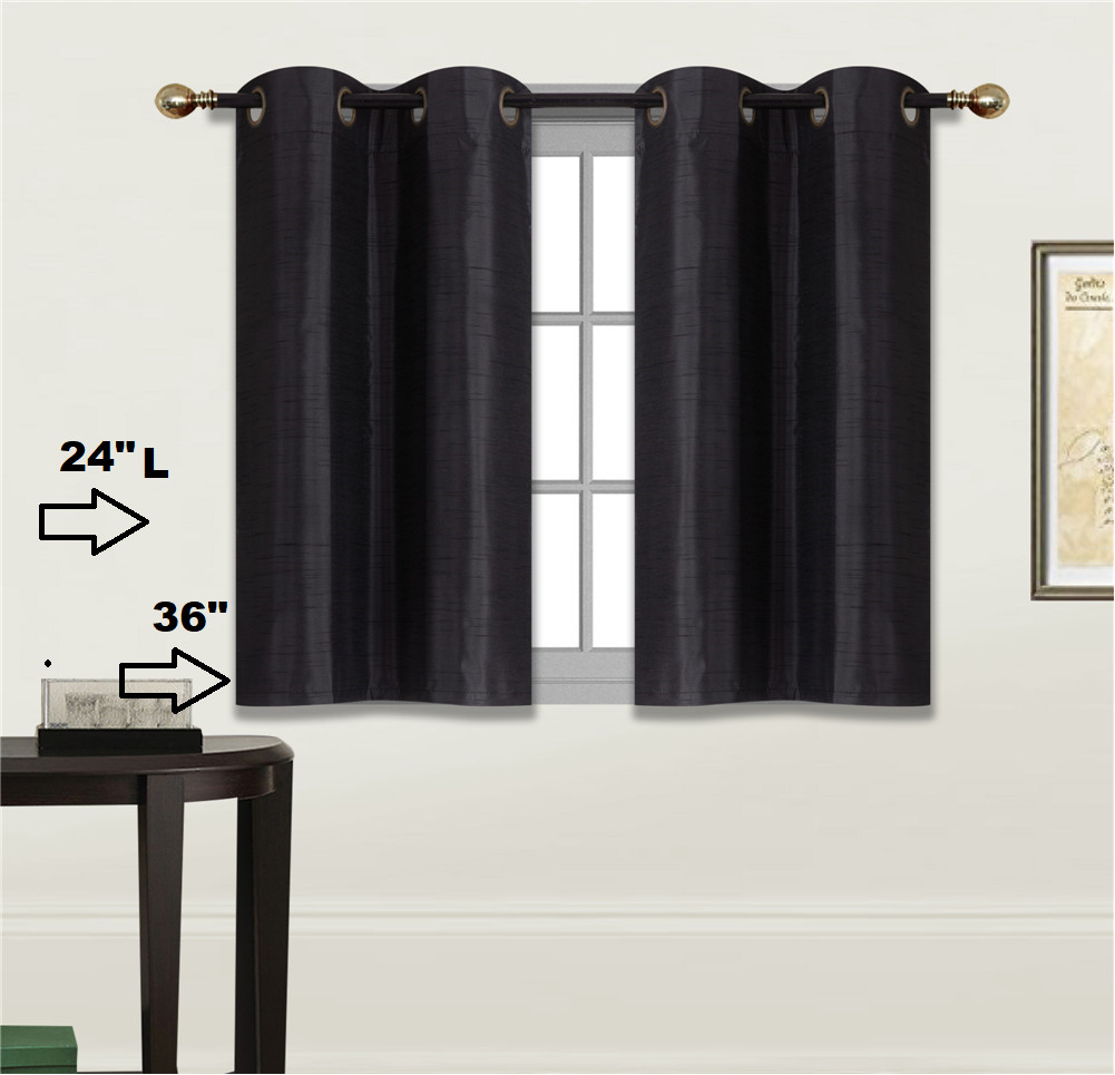 2 SOLID SHORT GROMMET PANELS WINDOW CURTAINS FOR ANY ROOM 24″ OR 36″ LENGTH