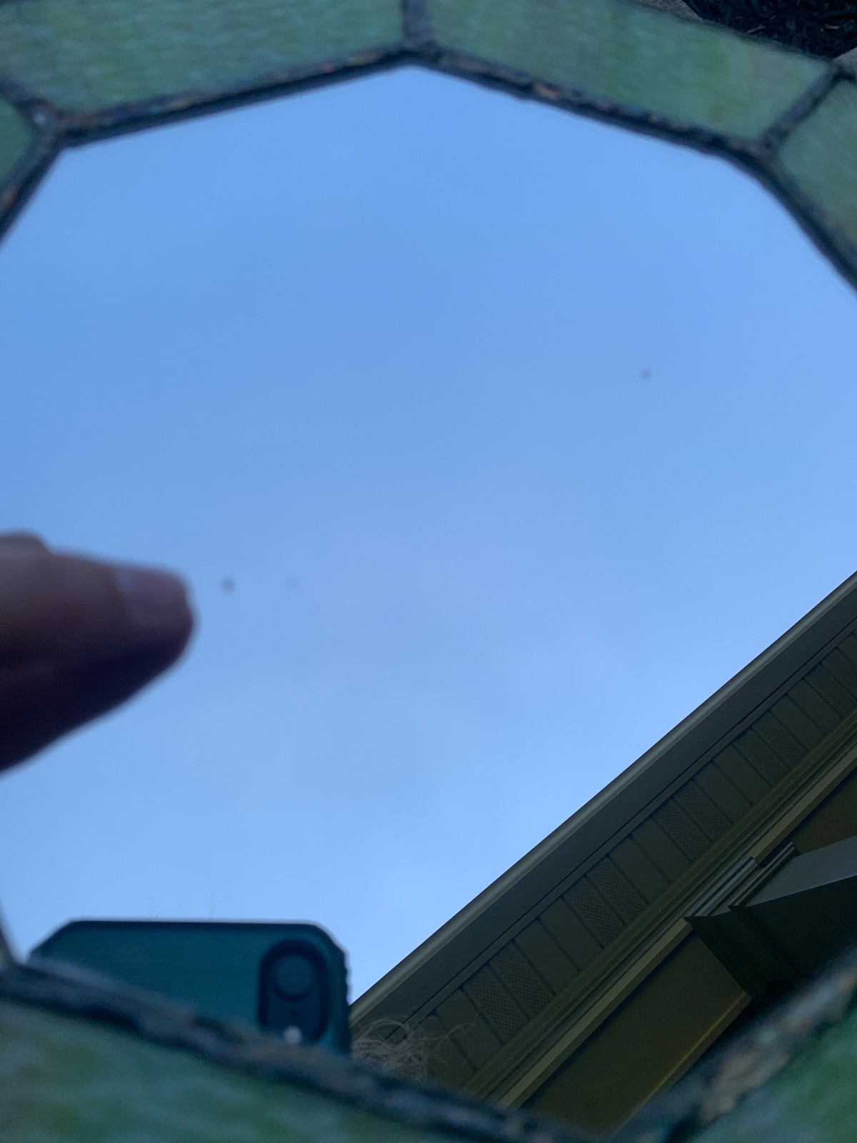 Octagon Green Stained Slag Glass Mirror Wallhanging