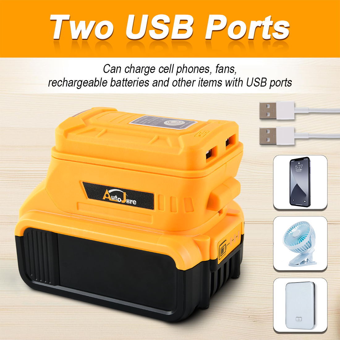 Battery Adapter for Dewalt Battery USB Phone Charger Led Work Light 20V