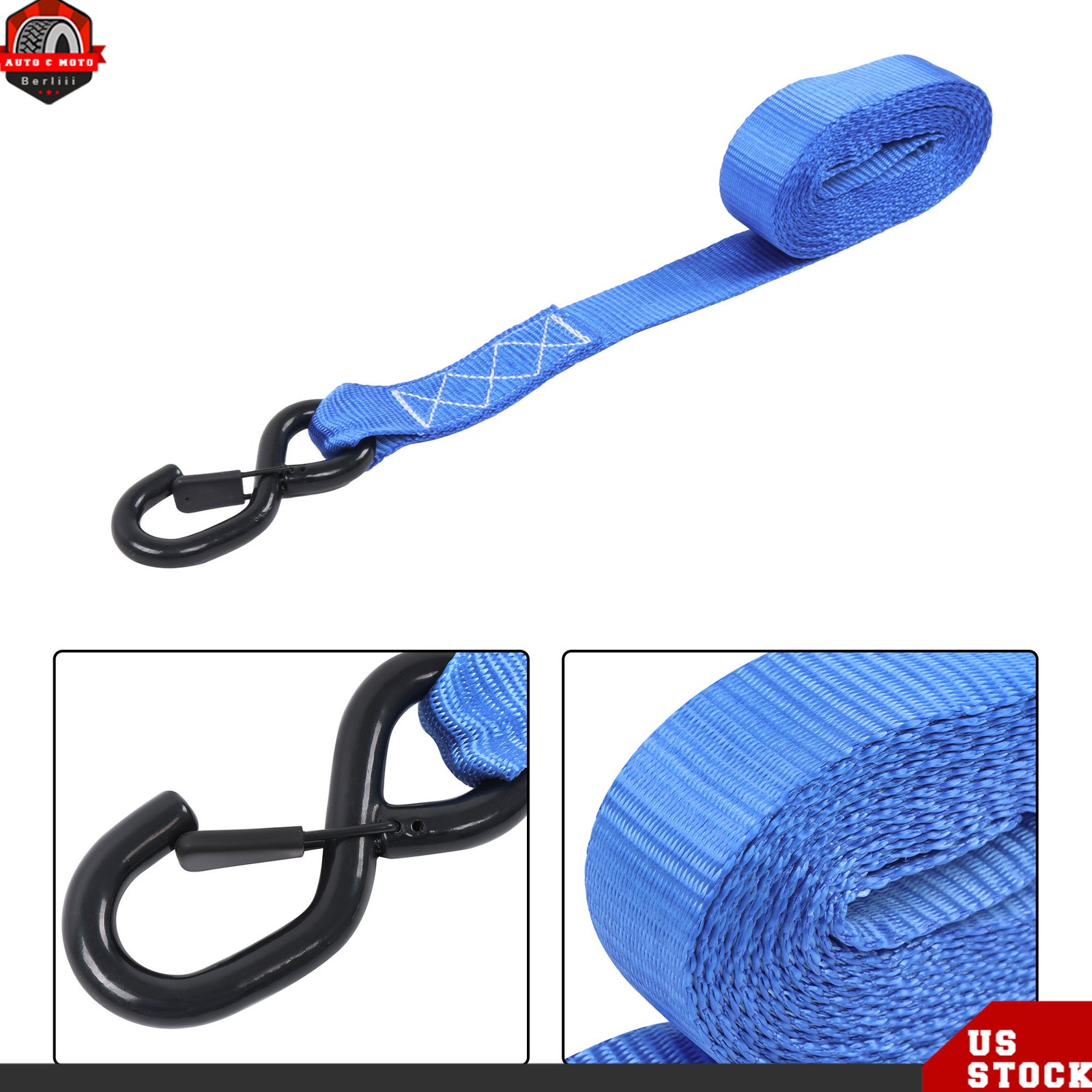 4PCS Heavy Duty Ratchet Straps 1.6″×15’ 5208 lbs Break Strength S Hooks Blue