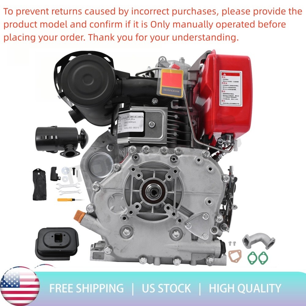 4 Stroke 10HP 418CC Diesel Motor Engine Heavy Duty Single Cylinder Air- Cooled