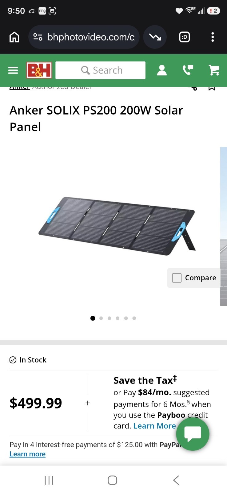 Anker SOLIX PS200 200W Monocrystalline Portable Water Resistant Solar Panel