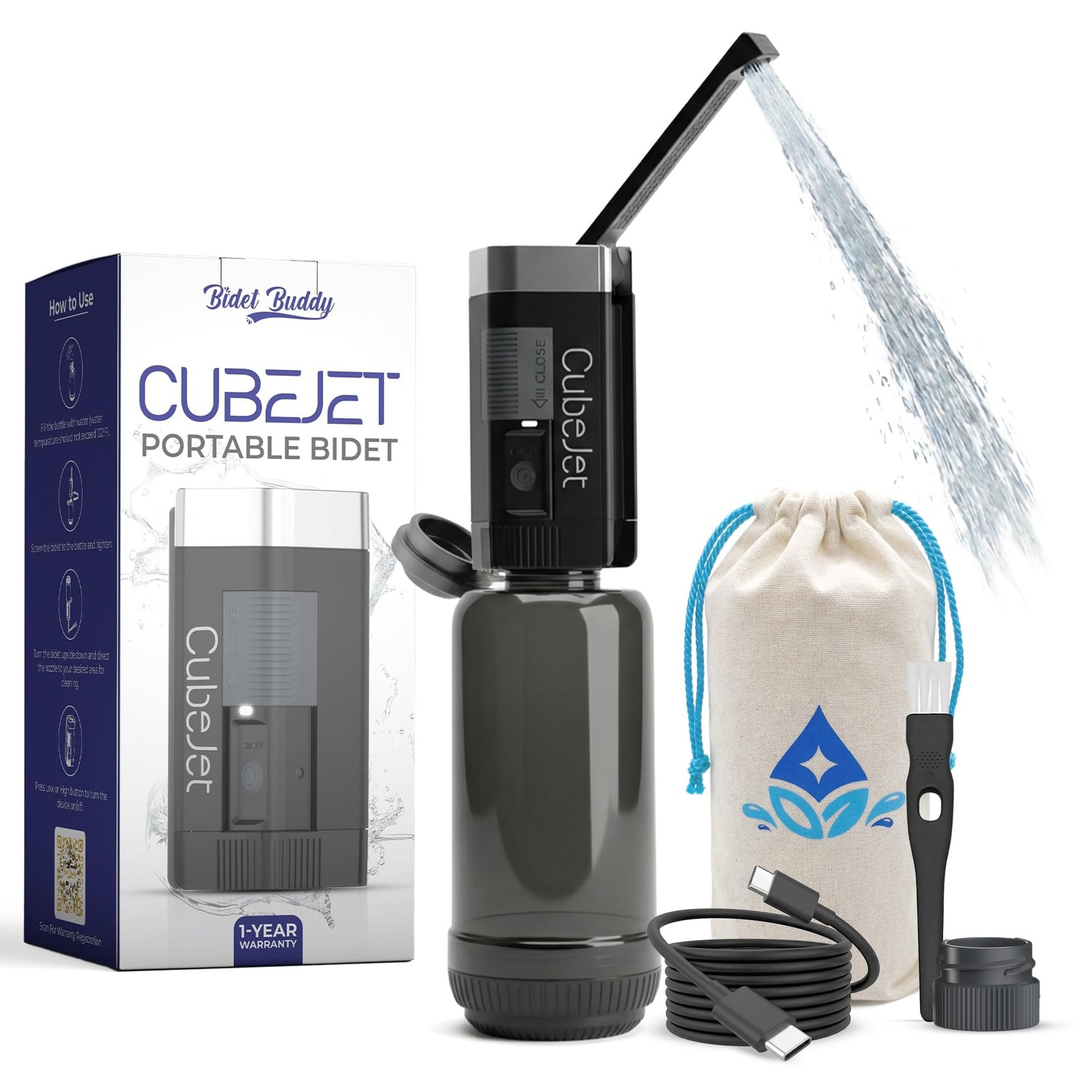 Bidet Buddy Cubejet Portable Bidet For – 1100Mah Rechargeable Battery