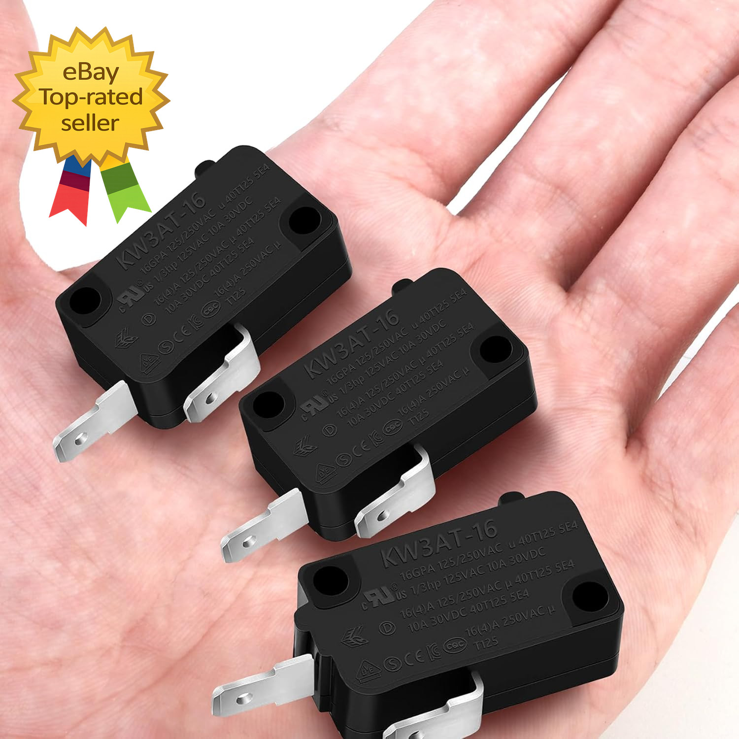 3PCS Microwave Oven Door Switch Replacement Parts 16A 125/250V, Kw3At-16