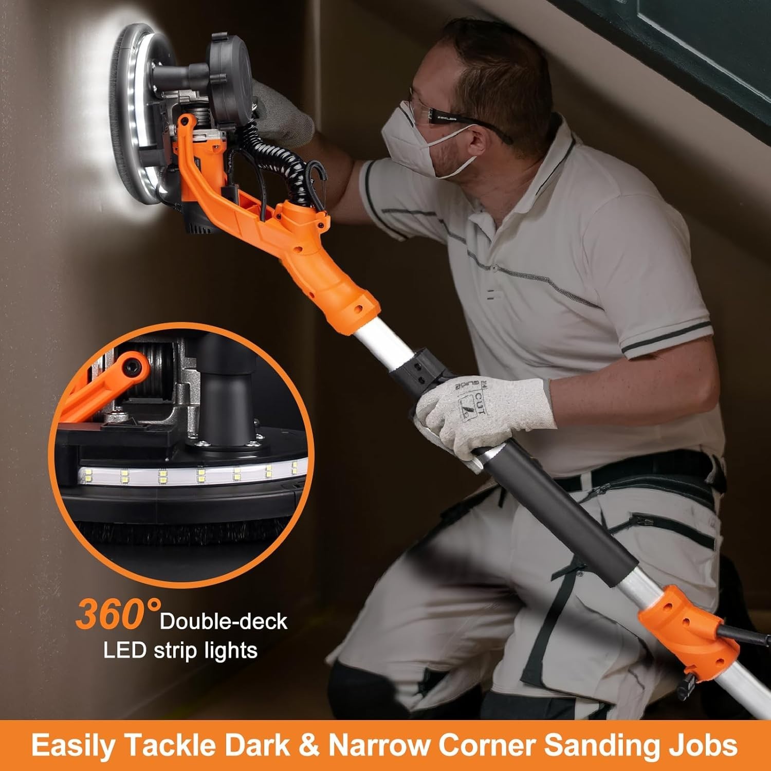 Drywall Sander, 1000W Popcorn Ceiling Removal Tool, Automatic Drywall Sander wit