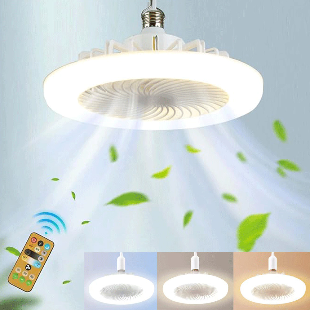 E27 Socket Light With Remote, Ceiling Fan Adjustable Smart LED Fan 3 Windshields