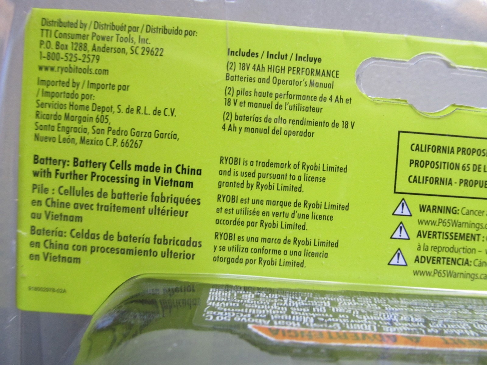 2 PACK Ryobi OEM HP Battery PBP2004 Lithium-Ion 18V ONE+ 4.0Ah Battery NEW